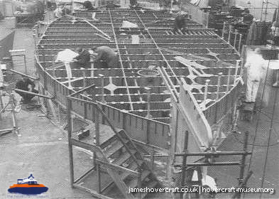 SRN3 during construction -   (submitted by The <a href='http://www.hovercraft-museum.org/' target='_blank'>Hovercraft Museum Trust</a>).